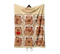 Capybara Couverture épaisse, moelleuse et chaude en flanelle, motif dessin animé, multifonctionnelle, pour canapé, canapé, (B, 130 x 150 cm)