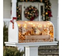 Capybara - Couverture magnétique de boîte aux lettres - Cadeaux festifs et fantaisistes - Ornements dorés de Noël - Protection de poteau pour décoration de pelouse - 45,7 x 53,3 cm