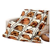 Capybara Couvertures Imprimées, Flanelle Couverture Polaire Microfibre Moelleuse Chaudes Légères Couvertures Imprimé 3D Couverture en Peluche pour Canapé Chambre à Coucher Bureau (150*100CM)