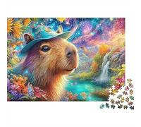 Capybara dans Un Jardin Magique Puzzle De 1000 Pièces Cochon d'Guinée Mignon Défi De Jeu d'esprit pour Adultes Et Enfants 70x50cm/1000pcs
