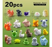 Capybara De Noël,20 Pièces,Flamant Rose,Toucan,Pelican,Renard,Lapin,Cochon,Chat,Grenouille,Figurine Miniature,Accessoires De Décoration De Jardin Féerique - Type 20pcs Small Animal-D