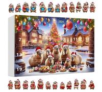 Capybara - Décoration de Noël 3D en acrylique - 24 jours - Compte à rebours 2025 - Pendentif Capybara - Pour la maison, la voiture, les fenêtres, les adultes et les