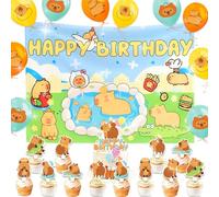 Capybara Décorations de fête d'anniversaire Capybara Fournitures de fête Bannière Décoration de gâteau pour anniversaire Baby Shower