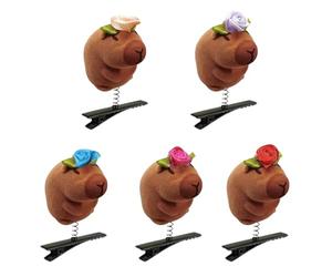 Capybara Design Épingle à cheveux Mignon sûr Voici un titre de produit pour la liste de 5 poupées de dessin animé avec lunettes de soleil Épingles à cheveux Pinces à plumes Femmes D 5 pièces