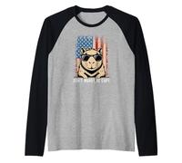 Capybara Don't Worry Be Capy Lovers Drapeau américain du 4 Juillet #25D48 Manche Raglan