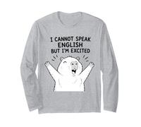 Capybara drôle, Je ne Parle Pas Anglais mais Je suis excitée Manche Longue