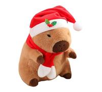 Capybara en peluche,Capbara en peluche,Coussin rembourré avec animaux de dessin animé avec chapeau de Père Noël | Peluche douce de Noël pour poupées, décoration de maison des jardins d'enfants, pel