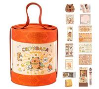 Capybara Ensemble de papeterie, petit calendrier de bureau, autocollants, stylo, bloc-notes, tickers, ensemble d'apprentissage modulaire, pratique et portable, pour étudiants