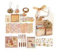 Capybara - Ensemble de papeterie pour filles, 105 pièces de fournitures scolaires Capybara, notes autocollantes créatives, stylos autocollants pour, fournitures scolaires et d'anniversaire