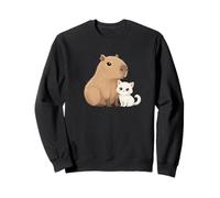 Capybara et Chat amitié Mignon Animal Amour Illustration Sweatshirt