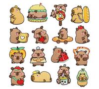 Capybara - Fer à repasser sur taches - 16 broderies à broder en polyester - Insigne de fil - Colle thermofusible chaude - Parfait pour veste, sac à dos, chapeau, chemise, vêtements, décoration