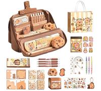 Capybara Fournitures scolaires | Trousse à crayons Capybara mignonne ensemble de papeterie, stylos gel, autocollants, règles, pochette à stylos pour récompenses en classe, garçons, filles, étudiants