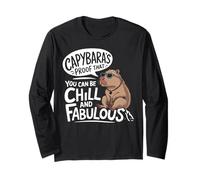 Capybara Funny Capy Lover Rodent Wildlife Animal Capy Manche Longue