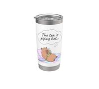 Capybara Funny Gossip Yapper Meme Le thé est très chaud Gobelet isotherme en acier inoxydable double paroi