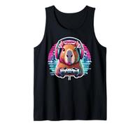 Capybara Gamer - Style Rétro Gaming Manette Casque Audio Débardeur