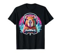 Capybara Gamer - Style Rétro Gaming Manette Casque Audio T-Shirt
