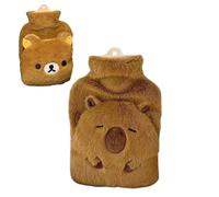 Capybara Hot Water Bottle - 1000ml Large Capacity,Soft Plush Cover,Hot Water Bag for Neck Back Shoulder Menstrual Cramps,Ideal for Adults (Color1)