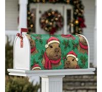 Capybara Housse magnétique pour boîte aux lettres de Noël, chapeau de Père Noël, décoration extérieure, cour, 53,3 x 64,9 cm