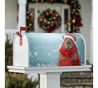 Capybara Housse magnétique pour boîte aux lettres, flocons de neige, chapeau de Père Noël, décoration de boîte aux lettres rouge pour extérieur, jardin, cour, 53,3 x 64,9 cm