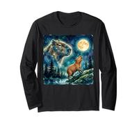 Capybara Howling at The Moon Night Sky Animal Art Manche Longue