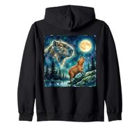 Capybara Howling at The Moon Night Sky Animal Art Sweat à Capuche