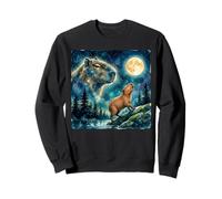 Capybara Howling at The Moon Night Sky Animal Art Sweatshirt