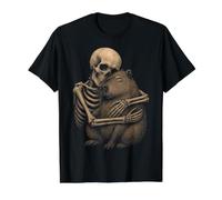 Capybara Illustration Gothique Squelette câlin T-Shirt Graphique avec Valeur, Homme, Noir, S
