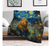 Capybara in Hot Springs Under Starry Night Plaid Doux pour la Maison | 280 g Sofadecke für das Gästezimmer; weich und unkompliziert im täglichen Gebrauch.