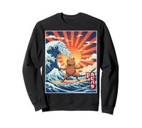 Capybara Japonais Kanagawa Vague Drôle Surf Yoga Zen Animal Sweatshirt