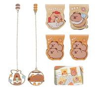Capybara Kit de marque-pages - 4 marque-pages magnétiques et 2 marque-pages en métal assortis Kawaii mignons pour femmes, hommes, adultes, enfants, école, fournitures de bureau