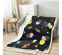Capybara Laine Couverture 100x130cm Système Solaire Peluche Couverture pour Chambre Décoration Cadeaux pour Capybara Amants Sherpa Noir Jaune Lit Canapé