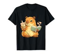 Capybara lisant Un Livre avec Bubble Tea T-Shirt