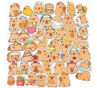 Capybara Lot de 200 autocollants imperméables marron mignons pour bouteilles d'eau, journaux, étuis de téléphone, skateboards et bagages, motifs d'animaux mignons assortis, résistants à la
