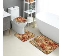 Capybara - Lot de 3 tapis de salle de bain en mousse à mémoire de forme, absorbants, antidérapants, lavables en forme de U, à séchage rapide, motif animaux rustiques, nature sauvage