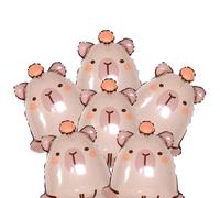 Capybara Lot de 6 ballons Capybara en feuille d'aluminium pour anniversaire, fête prénatale, révélation du sexe, décorations de fête Capybara 61 cm
