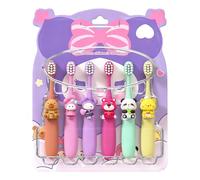 Capybara Lot de 6 brosses à dents pour enfants - Poils souples avec ventouse - Têtes de brosse à dents de taille enfant, brosses à dents faciles à ranger pour enfants de 3 à 12 ans, filles et garçons