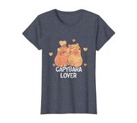 Capybara Lover Animal Rongeur Capybaras T-Shirt, Femme, Bleu Chiné, XS