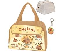 Capybara Lunch Box, Waterproof Capybara Lunch Bag, Lonchera De Capibaras Para Niña, Animal Print Insulated Box Cute Cartoon lunch Tote for Office Travel Picnic Beach (#4)