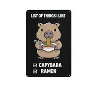 Capybara Ma Liste De Choses Préférées Amoureux Des Ramen Metal Tin Sign Humoristique Panneau Métallique Résistante Aux Intempéries Plaques En Tôle Pour Garage Maison Décoration Murale 20X30Cm