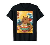 Capybara mangeant des nouilles ramen japonais Kawaii Graphic Anime T-Shirt
