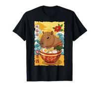 Capybara mangeant des nouilles ramen japonais Kawaii Graphic Anime T-Shirt