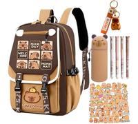 Capybara Marron Sac à Dos pour Enfant avec Trousse, Stylos Effaçables