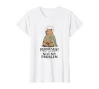 Capybara Meme Patron Saint of Not My Problem T-Shirt Graphique avec Valeur, Femme, Blanc, XL