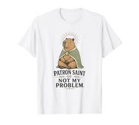 Capybara Meme Patron Saint of Not My Problem T-Shirt Graphique avec Valeur, Homme, Blanc, L