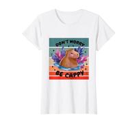 Capybara Mignon Animal édifiant ne Vous inquiétez Pas Cappy T-Shirt Graphique avec Valeur, Femme, Blanc, M