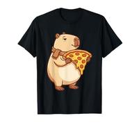 Capybara Mignon avec Pizza Illustration Animale T-Shirt