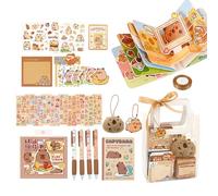 Capybara mignon - crayons de dessin animé, pack d'autocollants | Stylo de papeterie Sticky Notes Set for Kids Boys Girls Women Creative Ecriture School Study Kit Mignon Capybara Design Drawing