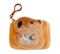 Capybara Monin Pouch - Portefeuille avec fermeture éclair, sac en peluche | Adorable accessoire en peluche avec crochet à clé, mini sac manuel pour notes de monnaie, sac pour pour voyager,