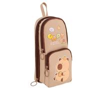 Capybara Panda Trousse à crayons en forme d'animal mignon | Trousse à crayons, grande capacité, multicouche, pour fournitures scolaires, marron, Voir description, Voir description
