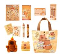 Capybara Papeterie - Taille-crayons Inclus Un Animal en Peluche - Stylos Capybara, Pour Et Étudiants En Classe Pour Étudier À Pâques Noël Et Fête D'anniversaire